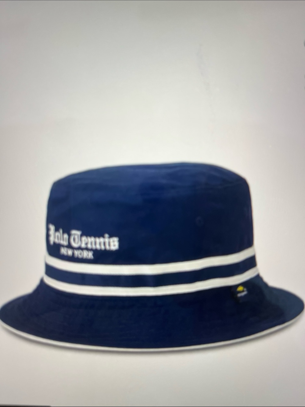 Ralph Lauren USOpen Reversible Bucket Hat / White Terry to Navy With Logo